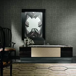 VITAGE milldue edition FOUR SEASONS Ванна 180х75 см, стальная, подача воды из водослива, в комплекте с сифоном, основанием и мраморным топом, отдельностоящая, цвет: Ebano/Emperador