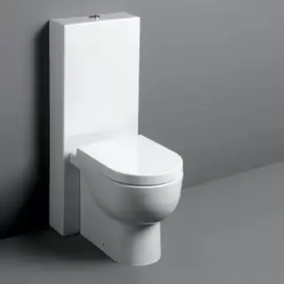 SIMAS E-LINE Унитаз приставной 35х51см, универсальный слив, с бачком напольным, с механизмом слива, цвет: белый/хром