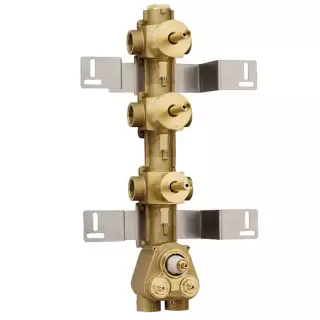 Bossini Встраиваемая часть термостата с  запорным клапаном и 2 дивиатора на 2 выхода, (5 выходов) высокой пропускной способности на &frac34;&rdquo;, уст-ка верт/гор.