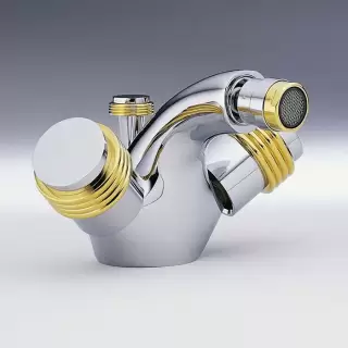 THG Diplomate grooved rings Смеситель для биде на 1 отверстие, с донным клапаном, цвет: хром/золото