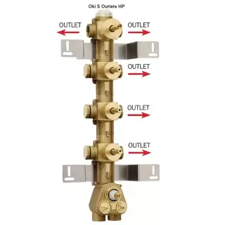 Bossini Встраиваемая часть термостата с 3 запорными клапанами и дивиатором на 2 выхода, (5 выходов) высокой пропускной способности на &frac34;&rdquo;, уст-ка верт/гор.