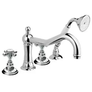 Nicolazzi Half Dome Смеситель для ванны на 4 отверстия, изливом 246мм и ручным душем, цвет: хром