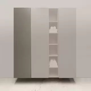 Burgbad Пенал подвесной 50хh196х37см, SX, петли слева, дверь push-open, 4 полки, цвет: Grey matt