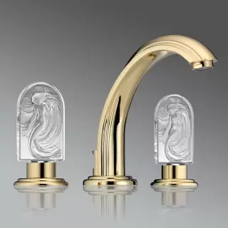 THG Na&iuml;ade Смеситель для раковины на 3 отверстия, с донным клапаном, цвет: Soft gold