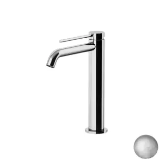 Gattoni Circle Two Смеситель для раковины высокий 302 мм, на 1 отверстие, излив 195 мм, с донным клапаном, цвет: Brushed Nickel