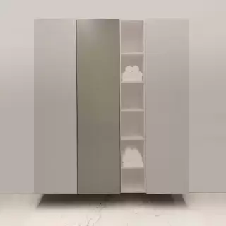 Burgbad Пенал подвесной 50хh196х37см, SX, петли слева, дверь push-open, 4 стеклянные полки, цвет: Grey matt