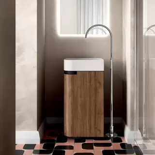 Oasis Profilo Композиция №23 Комплект мебели 45х45х h200см., напольный, цвет: белый матовый|Walnut/хром