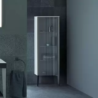 Duravit XViu Шкаф подвесной со стеклянной дверью 40x36x133см, (петли слева), корпус: белый глянцевый / фасад: чёрный матовый