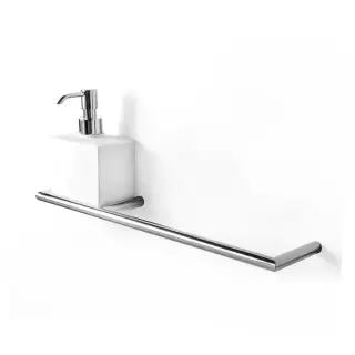 3SC Guy Полотенцедержатель и дозатор, 40см., слева, подвесной, композит Solid Surface, цвет: белый матовый/хром