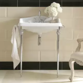 3SC Consolle Консоль Денди 85х54хh104см, с раковиной LA01, сифоном и полотенцедердателями, напольная, цвет: хром