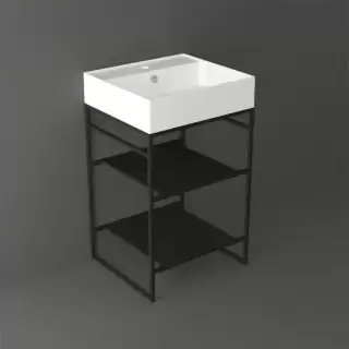 Simas Agile Структура металлическая 51x46xh72см, напольная, для раковины с 1 отв., AG51, с 2 полками, цвет: черный матовый