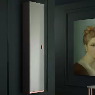 Milldue Edition Tailor Шкаф-пенал 36х23х180см., подвесной, левый, ручка матовое розовое золото, цвет: глянцевый Argilla