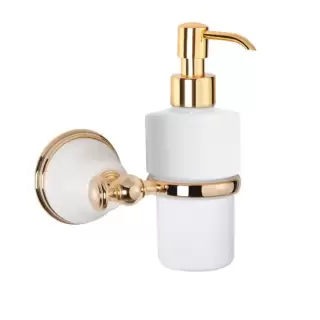 TW Harmony 108, подвесной дозатор для ж/мыла, керамический (белый), цвет: белый/золото