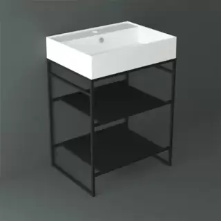 Simas Agile Структура металлическая 61x46xh72см, напольная, для раковины с 1 отв., AG61, с 2 полками, цвет: черный матовый