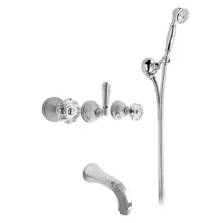 Nicolazzi Teide Смеситель для ванны с 2мя ручками, встроенный, с ручным душем, вкл. внутр часть, излив: 168 мм, цвет: хром