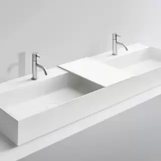 NOORTH milldue edition Раковина 144.5х47.2х12 см, с 1 отв.,  двойная, накладная, цвет: белый