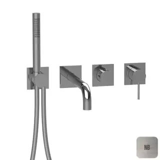 Almar Смеситель для ванны, встраиваемый, на 2-3 потребителя, с ручным душем, цвет: Nichel Brushed