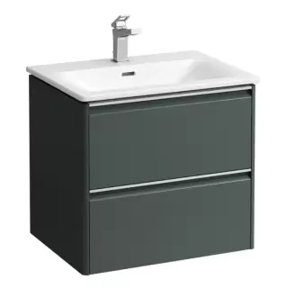 Laufen Palace Комплект мебели 600х450х545 мм., с раковиной Slim, 2 ящика, органайзер для ящика, ручка анодированный алюминий, цвет: интенсивный серый