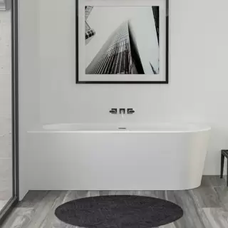 KNIEF Wall Corner R Ванна пристенная с монтажом в левый угол 180х80х60см, с щелевым переливом, цвет: белый со слив-переливом УЦЕНЕНА