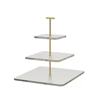 ADJ Сервировочная стойка 30x30xH35см., ручка "Т", цвет: устричный/фурнитура золото