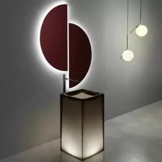 Antonio Lupi Aura Раковина 45х45х85 см, без отв., напольная, слив в пол, с дон. клапан, сифоном и трубой слива, Cristalmood, цвет: Nebbia