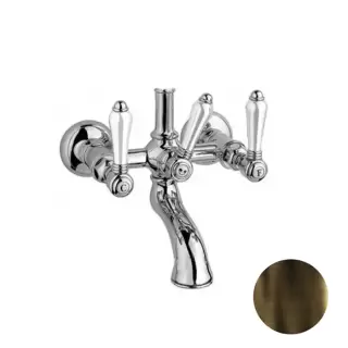 Nicolazzi P.M.Blanc Смеситель для ванны на 2 отверстия, с переключателем ванна/душ, вывод сверху 3/4" (для душ. стойки), ручки белая керамика, цвет: тёмная бронза