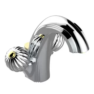 THG Mandarine metal Смеситель для раковины на 1 отверстие, с донным клапаном, цвет: хром/золото