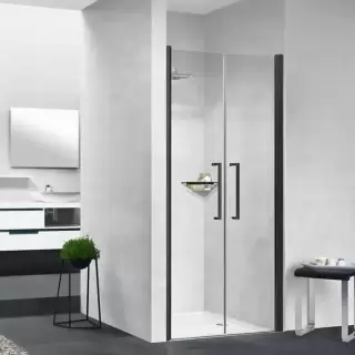 Novellini Young Душевая дверь 97-101х200см., распашная двойная дверь, в нишу, цвет: черный