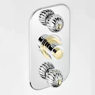 THG Mandarine metal Смеситель для душа встраиваемый, термостатический, с 2 запорными вентилями, внешняя часть, цвет: хром/золото