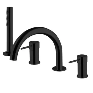 Fima Carlo Frattini Spillo Up Смеситель на борт ванны, на 4 отв., с ручным душем, цвет: черный матовый