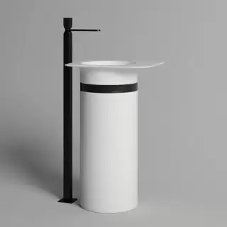 Salini Ninfea Раковина напольная 54.5х44.7х88cм, без отв.под смеситель, донный клапан "Up&Down", сифон, S-Stone, цвет: белый матовый