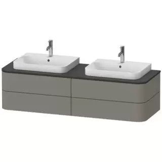 Duravit Happy D.2 Plus Тумба подвесная 160x55х40.8см, с 2 раковинами и 4 ящиками, цвет: stone grey satin matt