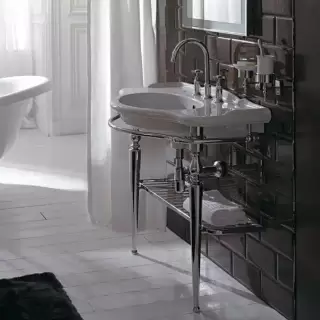 Globo Paestum Консоль 110х60см, с раковиной с 1 отв. под смеситель, консоль, напольная, цвет: хром/раковина белая