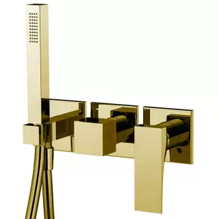 Fima Carlo Frattini Zeta Смеситель для душа, встраиваемый, с ручным душем, 2 источника, цвет: золото