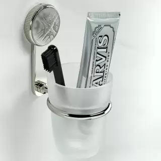 THG Hirondelles Platinum Stamped Стакан подвесной, стеклянный, цвет: Polished nickel