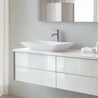 Duravit Viu Раковина 60х41.5х10 см, без отв., накладная, без перелива, выпуск с керамической крышкой, с покрытием WG, цвет: белый