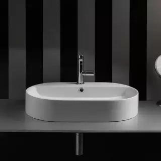 Kerasan Ciotola Раковина-чаша 65х40х12 см, 1 отв., с переливом, цвет: белый матовый