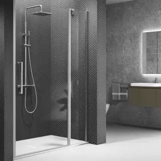 Novellini Young Душевая дверь правая/левая 97-101х200см., для ниши, распашная с неподвижным сегментом, стекло, цвет: хром