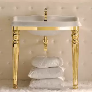 3SC Consolle Консоль King 71х54хh97см, с раковиной LA01 и сифоном, напольная, цвет: золото 24к. Lucido