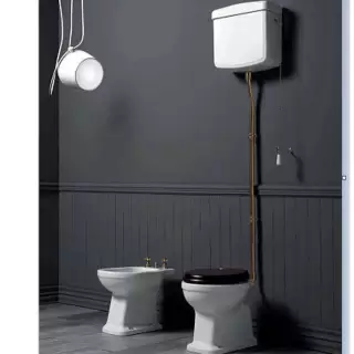 SIMAS Londra Унитаз 60х36.5см, c вертикальным сливом, с высоким бачком, механизмом и трубой цвет золото