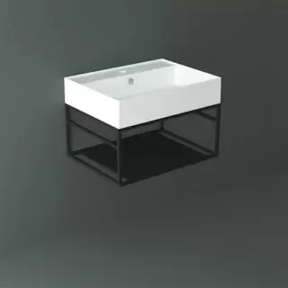 Simas Agile Структура металлическая 61x46xh28см, подвесная, для раковины с 1 отв., AG61, с 1 полкой, цвет: черный матовый