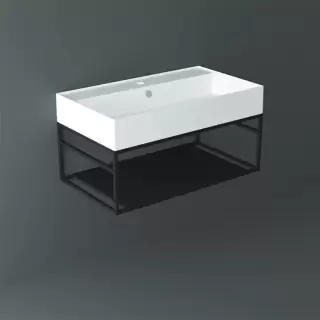 Simas Agile Структура металлическая 81x46xh28см, подвесная, для раковины с 1 отв., AG81, с 1 полкой, цвет: черный матовый