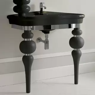 3SC Consolle Консоль с раковиной LANTE 90 см, в комплекте с сифоном, напольная, цвет: чёрный матовый/хром