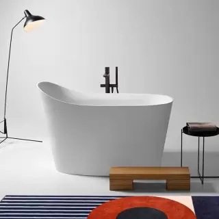 Antonio Lupi Mastello Ванна отдельностоящая 135х75хh87 см, с донным клапаном (хром), сифоном и гибким шлангом, материал: Flumood, цвет: белый