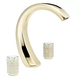 THG Nihal Porcelaine Ivoire Смеситель на борт ванны на 3 отверстия, без ручного душа, цвет Soft gold