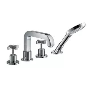 Axor Citterio, Смеситель для ванны, на 4 отверстия, монтаж на плитку, с крестовыми рукоятками, внешняя часть, цвет: хром