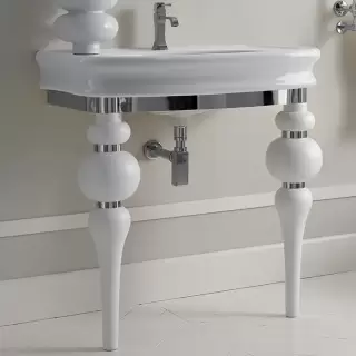 3SC Consolle Консоль Via Veneto 70х52хh96см, с раковиной LA11 и сифоном, напольная, цвет: белый матовый/хром