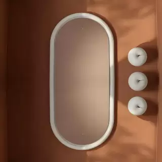 Artceram Milano Зеркало 55х100 см в керамической раме с LED-подсветкой и сенсорным выключателем, цвет: белый