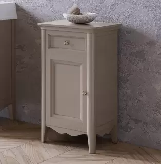 TW Veronica, Тумба 50.2/45x40/37.4 x h86.7см, 1 распашная дверка 1 выдвижной ящик, доводчики Blum (петли слева-SX), напольная, цвет: Tortora, ручки: Riflesso