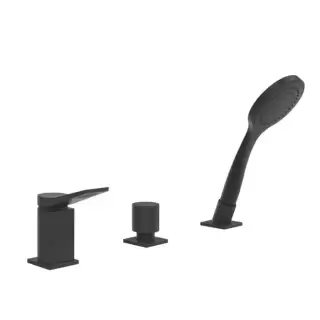 Gessi Rilievo Смеситель на борт ванны на 3 отв, с убирающаяся душевой лейкой, для наполнения через слив-перелив, цвет: black XL